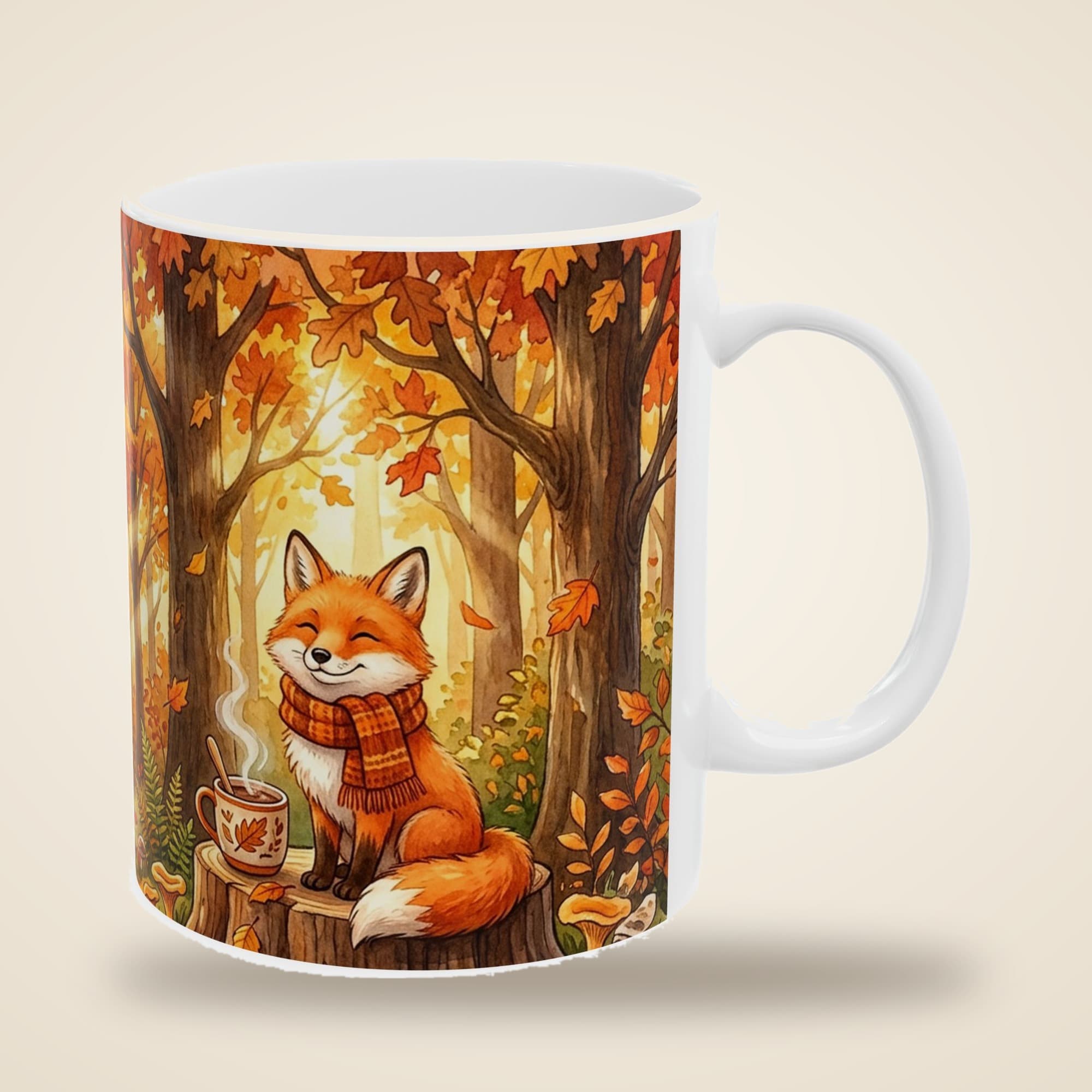 Fall Mug, Sweater Weather Cozy Fox Watercolor, 11oz
